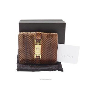 🔴 Gucci GG Snakeskin Trifold Wallet - Black Leather